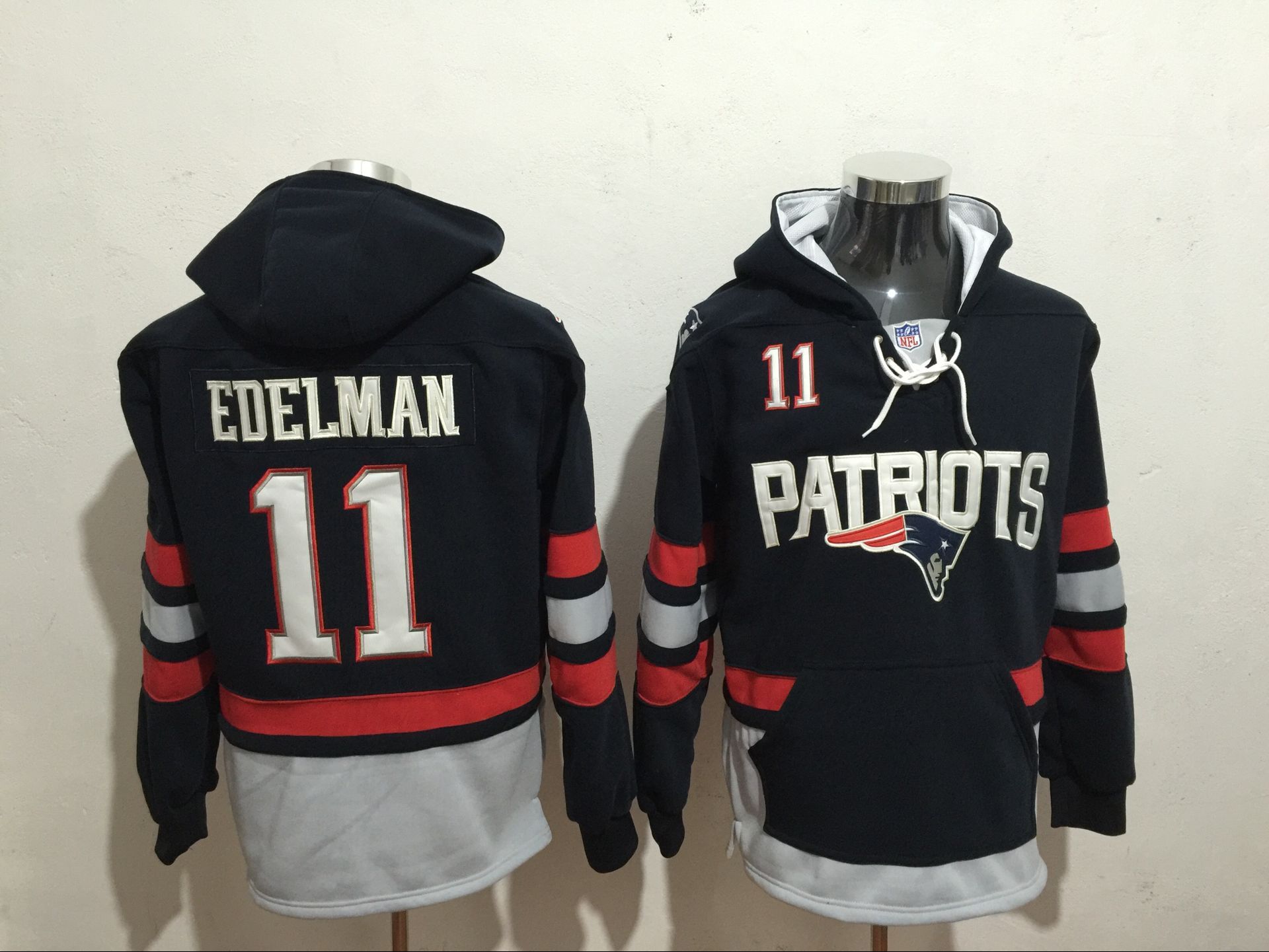 Men NFL Nike New England Patriots #11 Edelman blue Sweatshirts